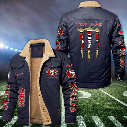 San Francisco 49ers Fleece Bomber Jacket Custom Name, Sport Jackets For Fan ETRG-09293710