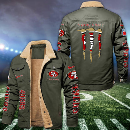 San Francisco 49ers Fleece Bomber Jacket Custom Name, Sport Jackets For Fan ETRG-09293710