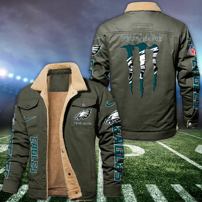 Philadelphia Eagles Fleece Bomber Jacket Custom Name, Sport Jackets For Fan ETRG-09293710