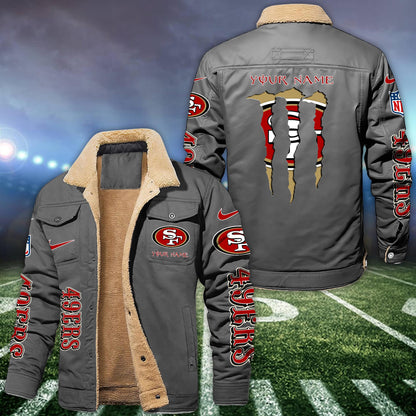 San Francisco 49ers Fleece Bomber Jacket Custom Name, Sport Jackets For Fan ETRG-09293710