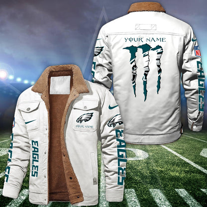 Philadelphia Eagles Fleece Bomber Jacket Custom Name, Sport Jackets For Fan ETRG-09293710