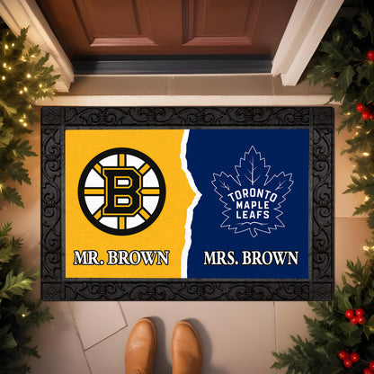 House Divided Doormat Custom Husband, Wife Name And Choose Your Team, Home Decor ETRG-62676