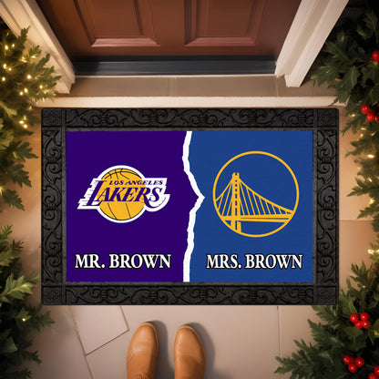 House Divided Doormat Custom Husband, Wife Name And Choose Your Team, Home Decor ETRG-62676