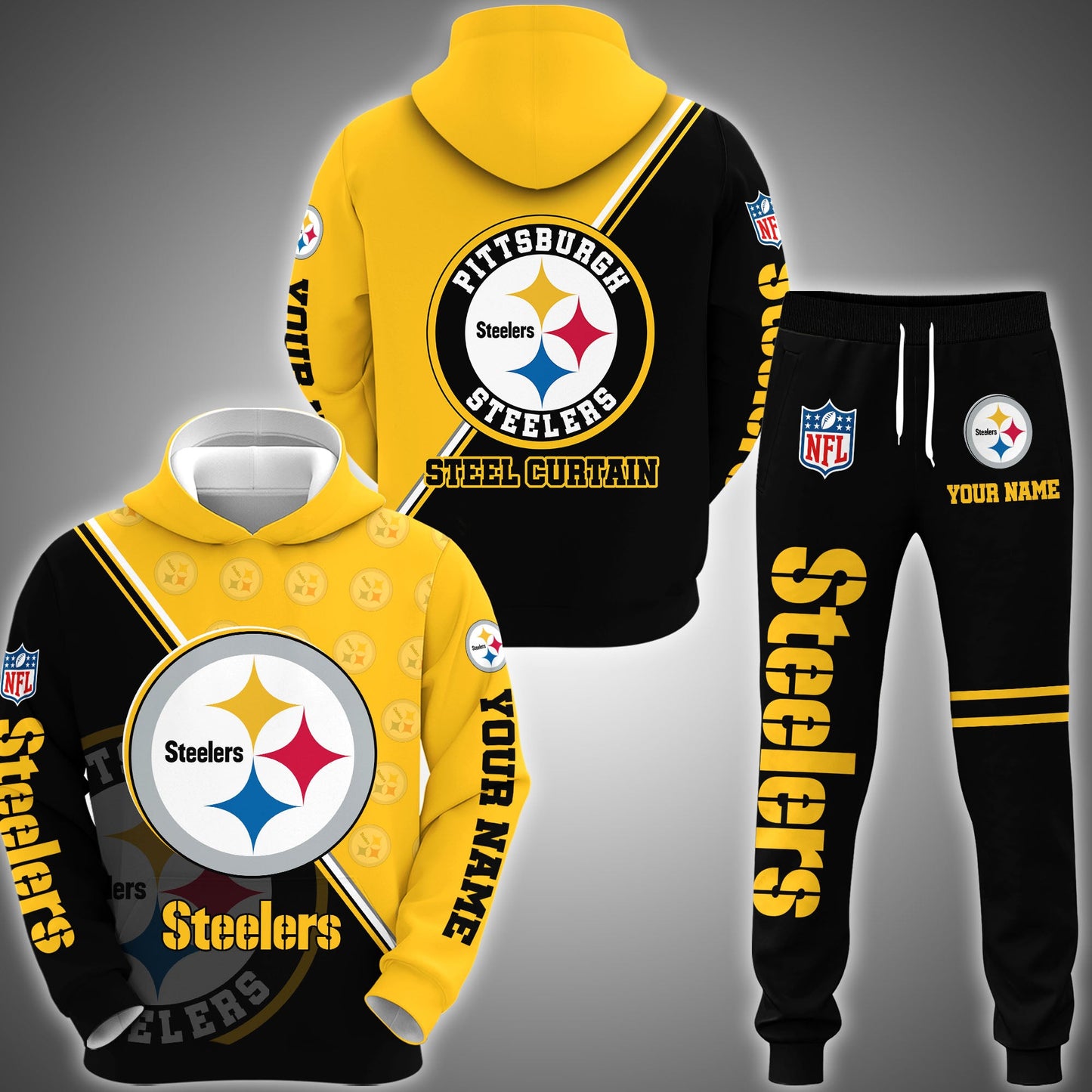 2 Best Selling Pittsburgh Steelers Combo Hoodie And Sweatpants Custom Your Name, Sport Clothings, Sport Gifts ETRG-62940