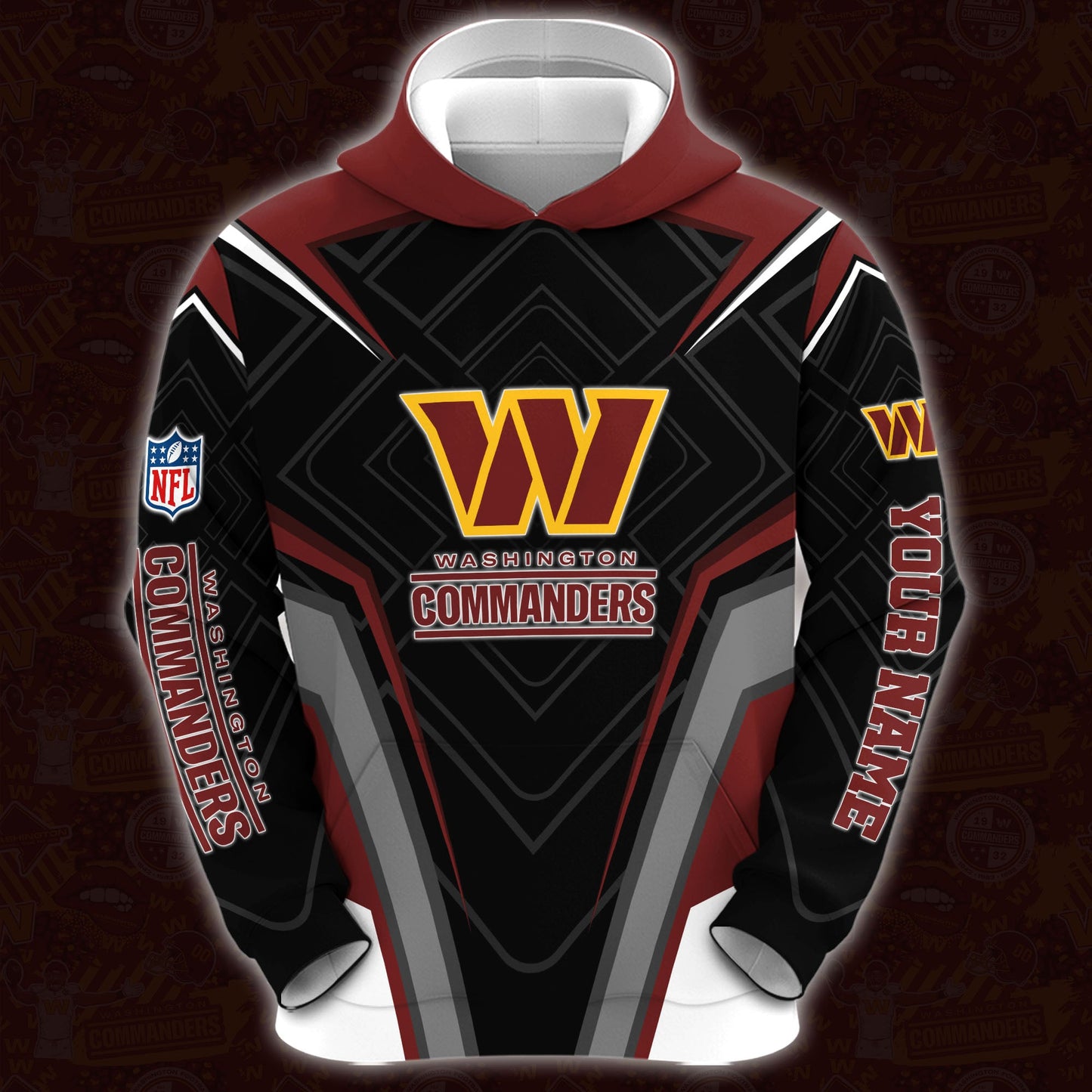 Washington Commanders Combo Hoodie And Sweatpants Custom Your Name, Sport Hoodie Sweatpants Set, Sport Gifts For Fans ETRG-62591