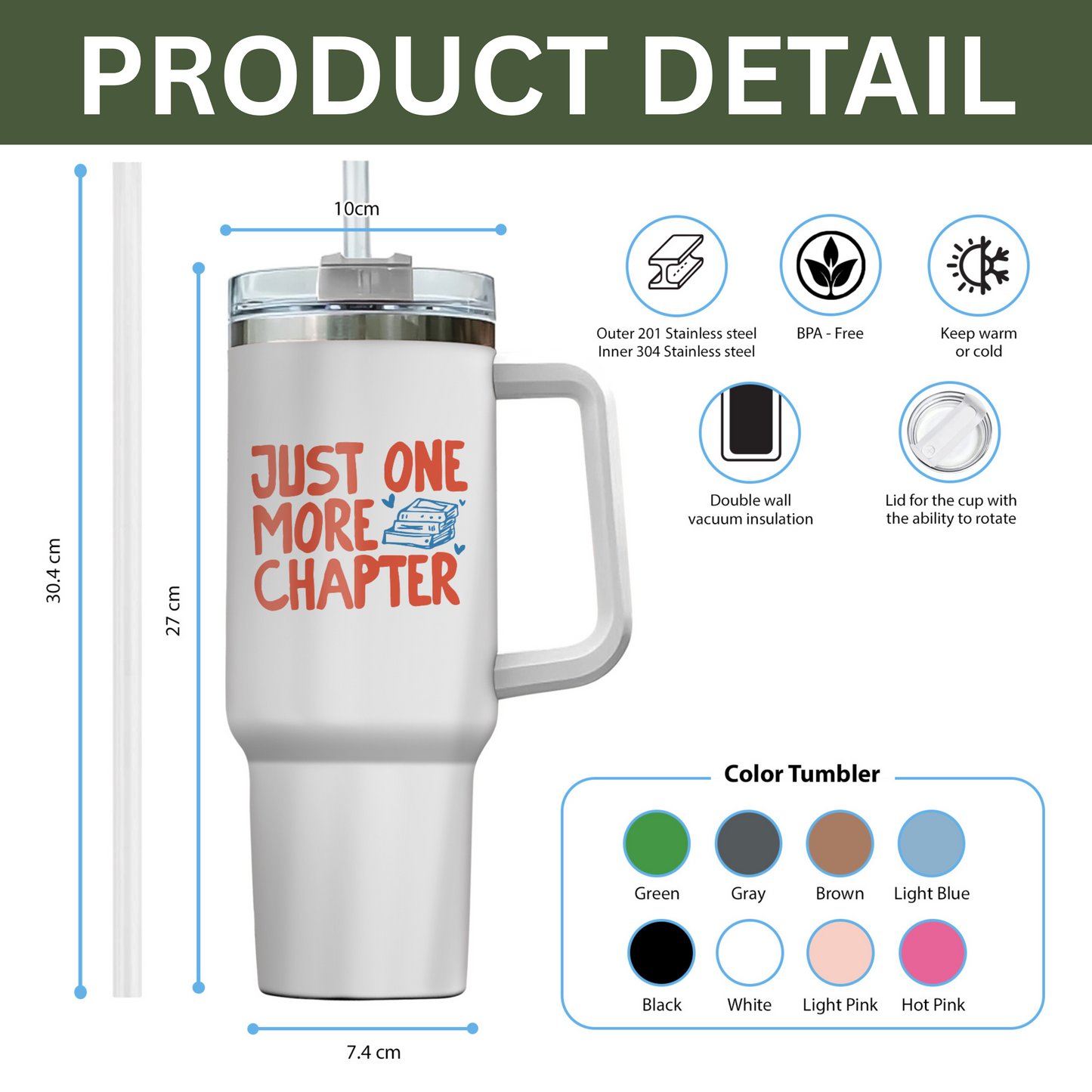 Just One More Chapter Bookish Tumbler