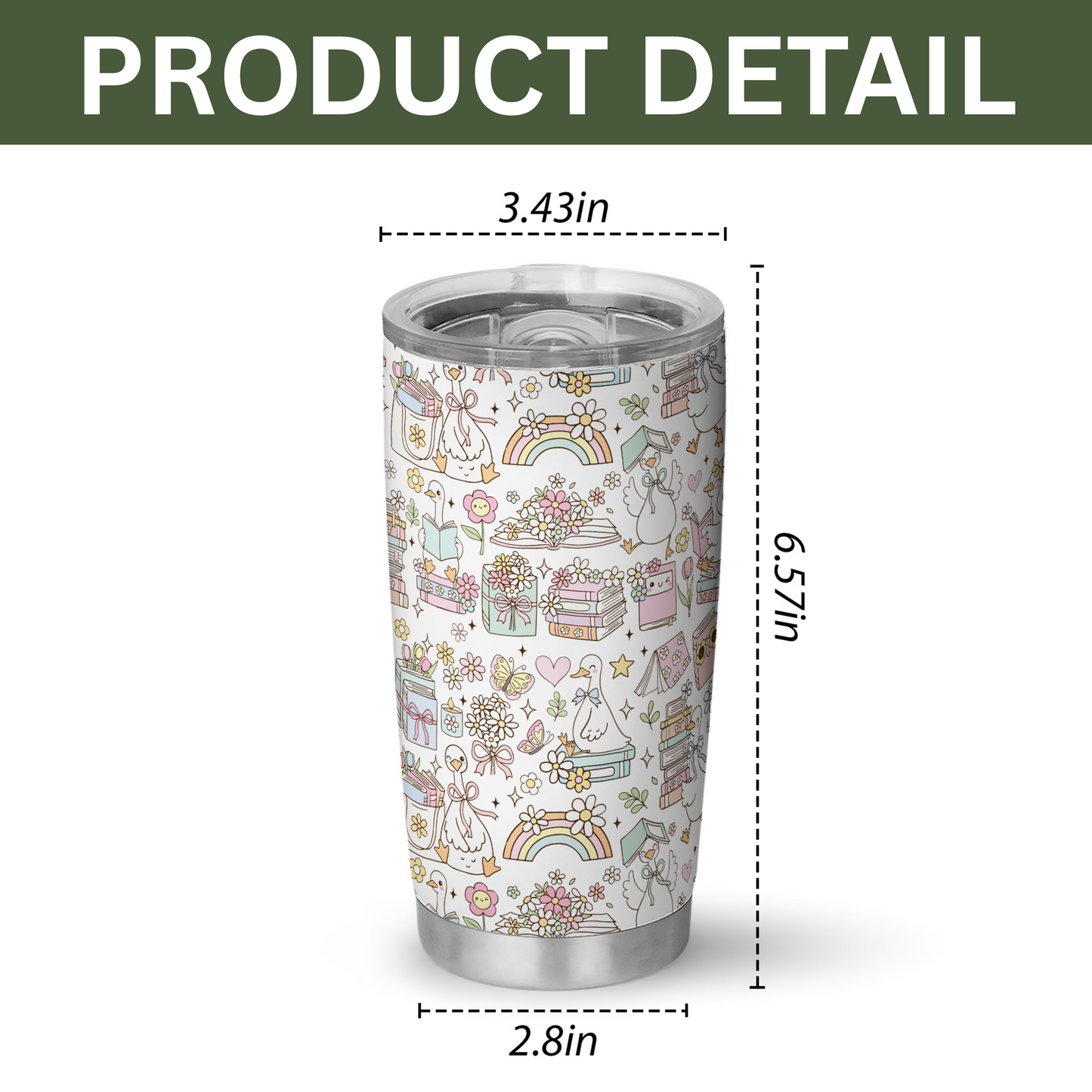 Bookish Floral Rainbow Stainless Steel Tumbler