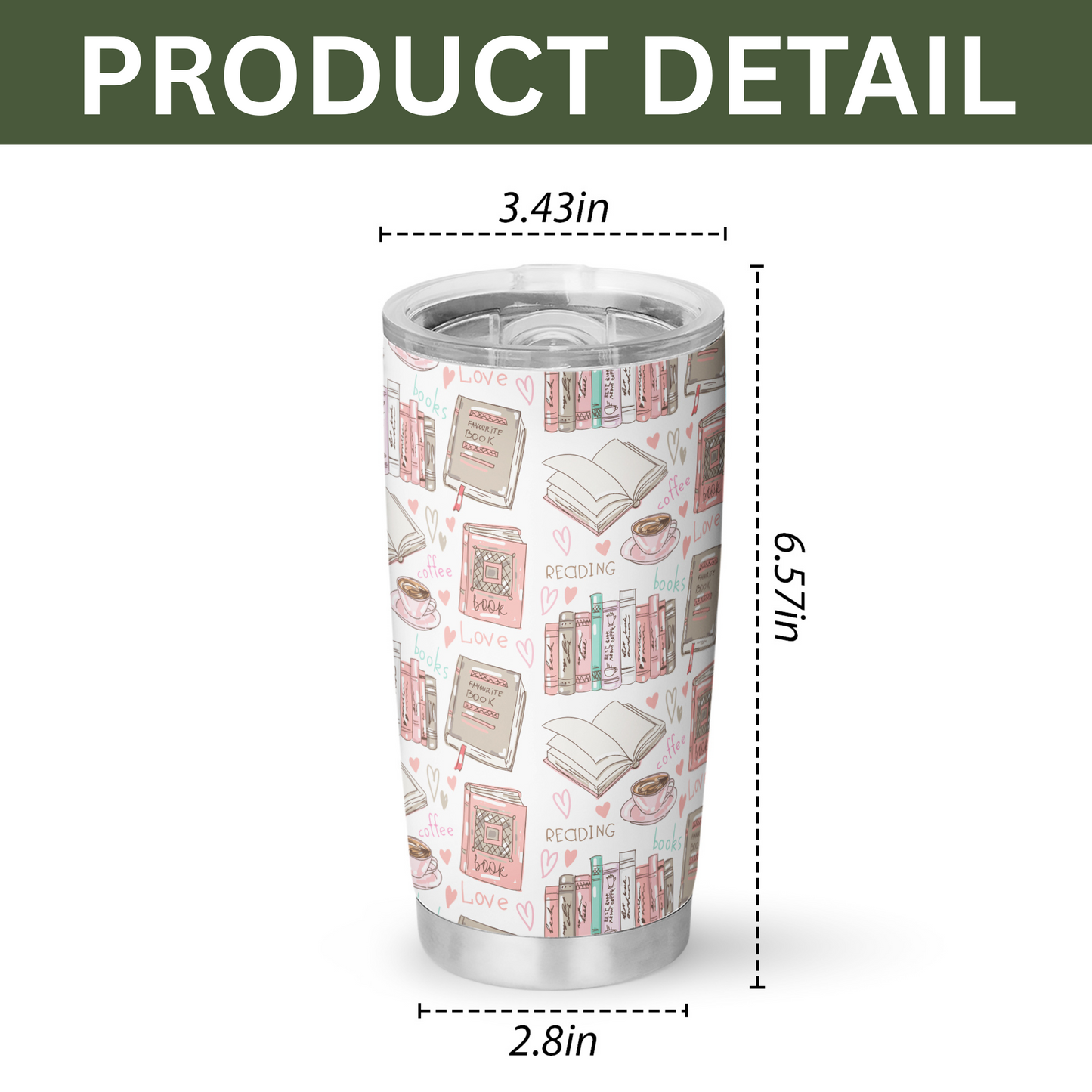 Reading Coffee Love Tumbler – 20oz & 40oz Bookish Cup