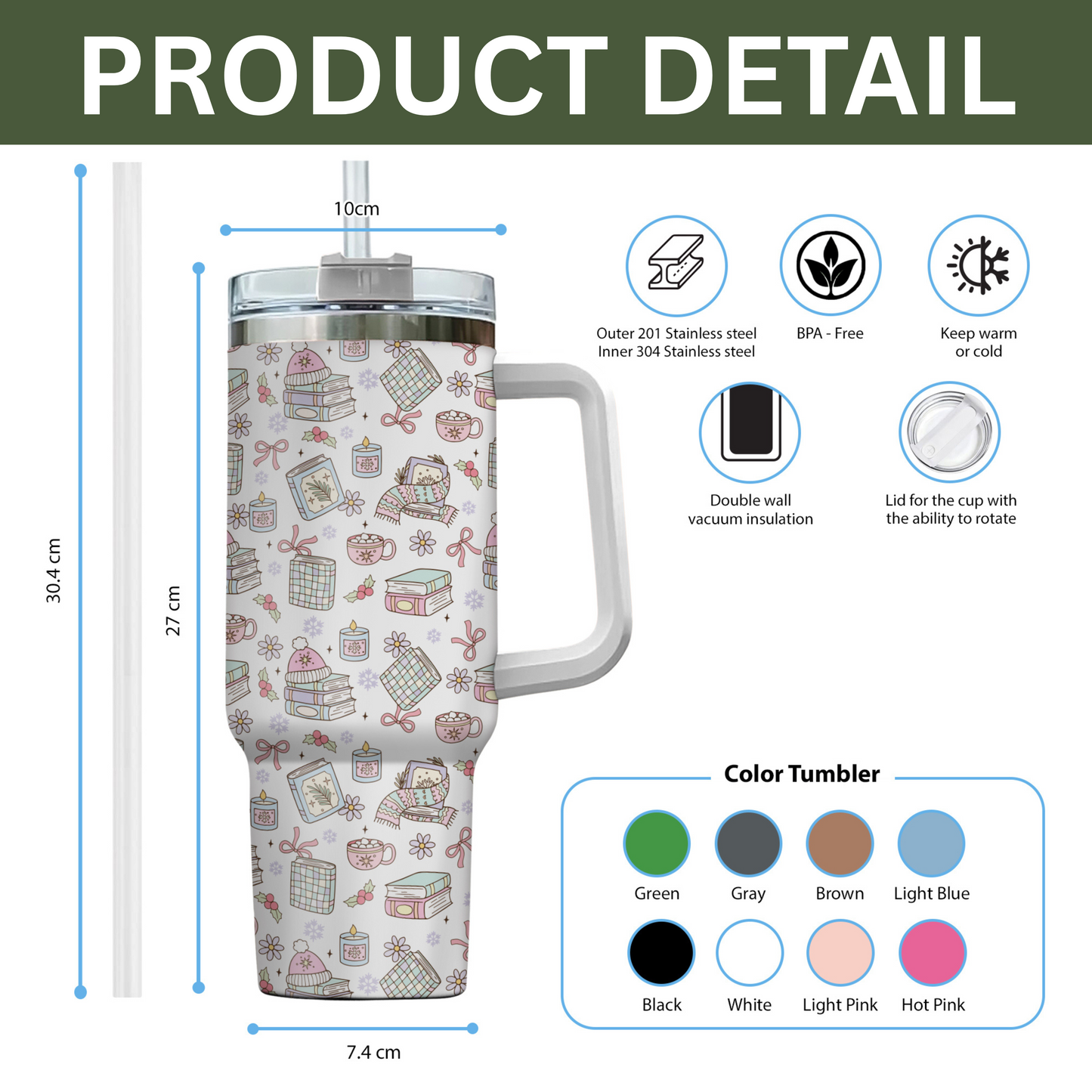 Cozy Bookish Tumbler – 20oz & 40oz Relaxed Reader Cup