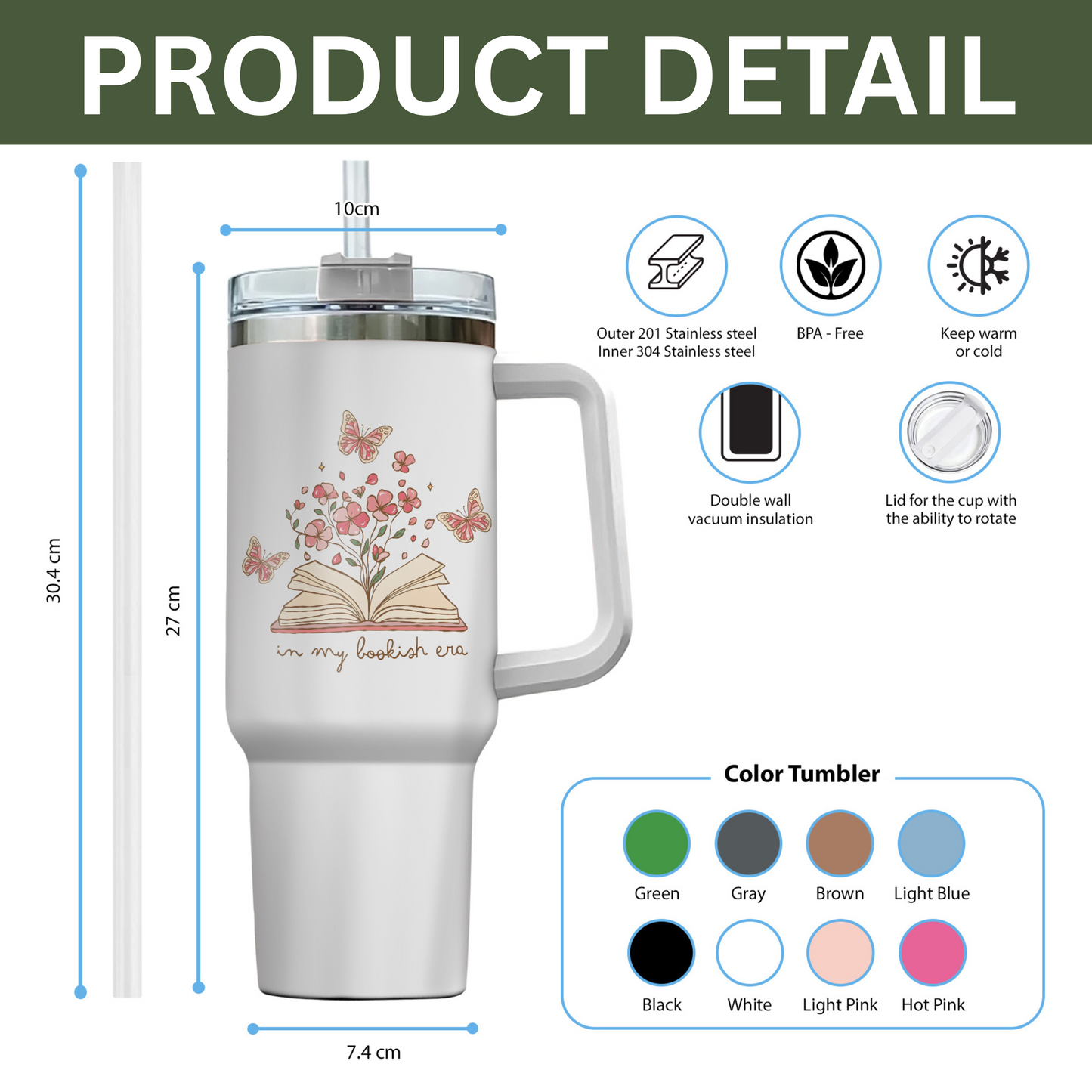 In My Bookish Era Tumbler – Stainless Steel, Reader Gift