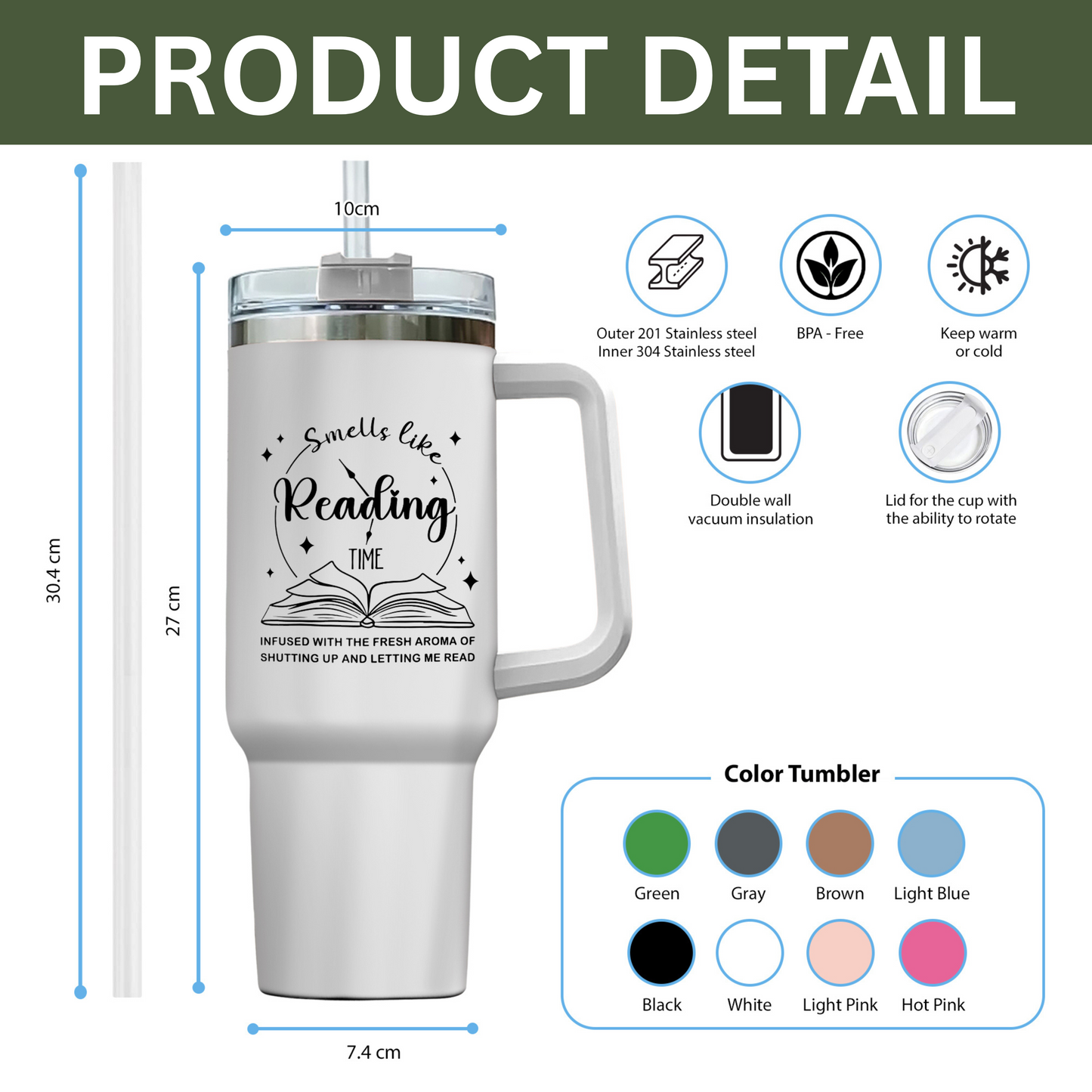Smells Like Reading Time Stainless Steel Tumbler