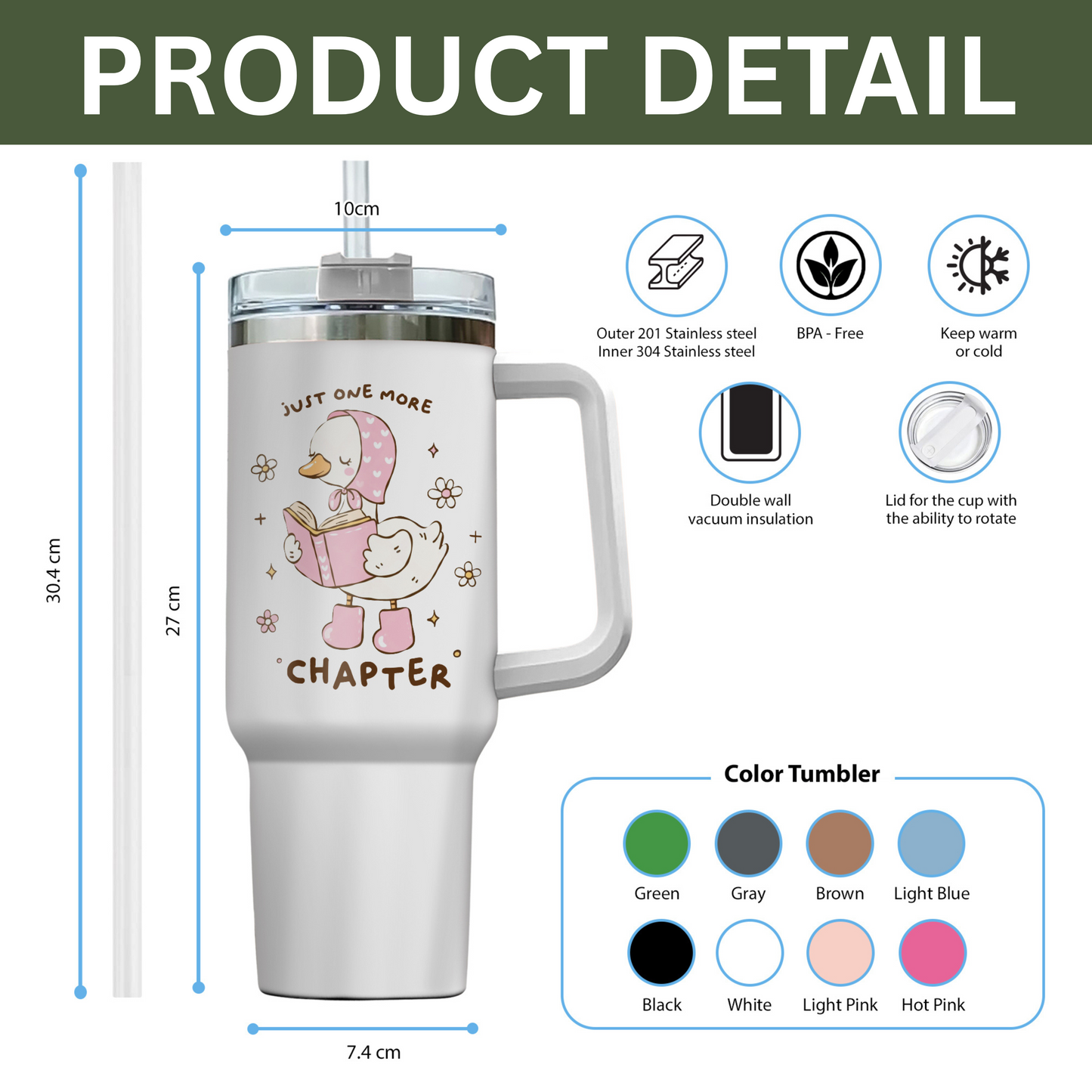 Just One More Chapter Duck Tumbler