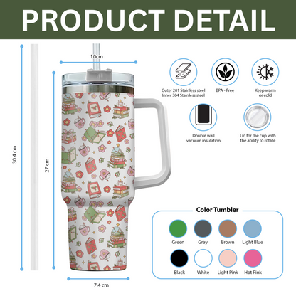 Whimsical Holiday Book Tumbler – 20oz & 40oz Cozy Gift Cup