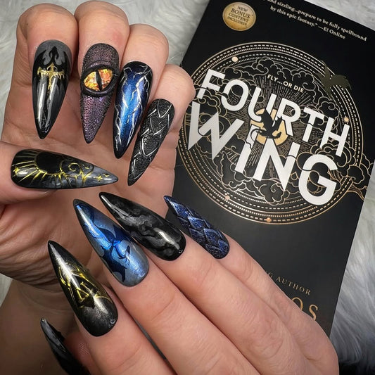 Fourth Wing Dragon Rider Nails | Fantasy Press Ons Inspired by Violet & Xaden