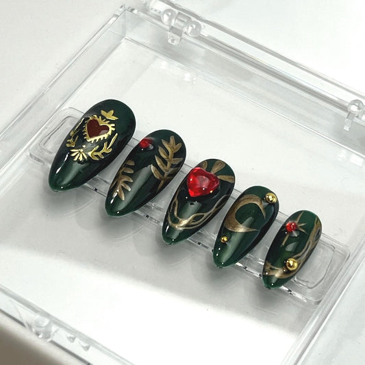 Wicked Forest Press On Nails | Emerald Green Slytherin Set